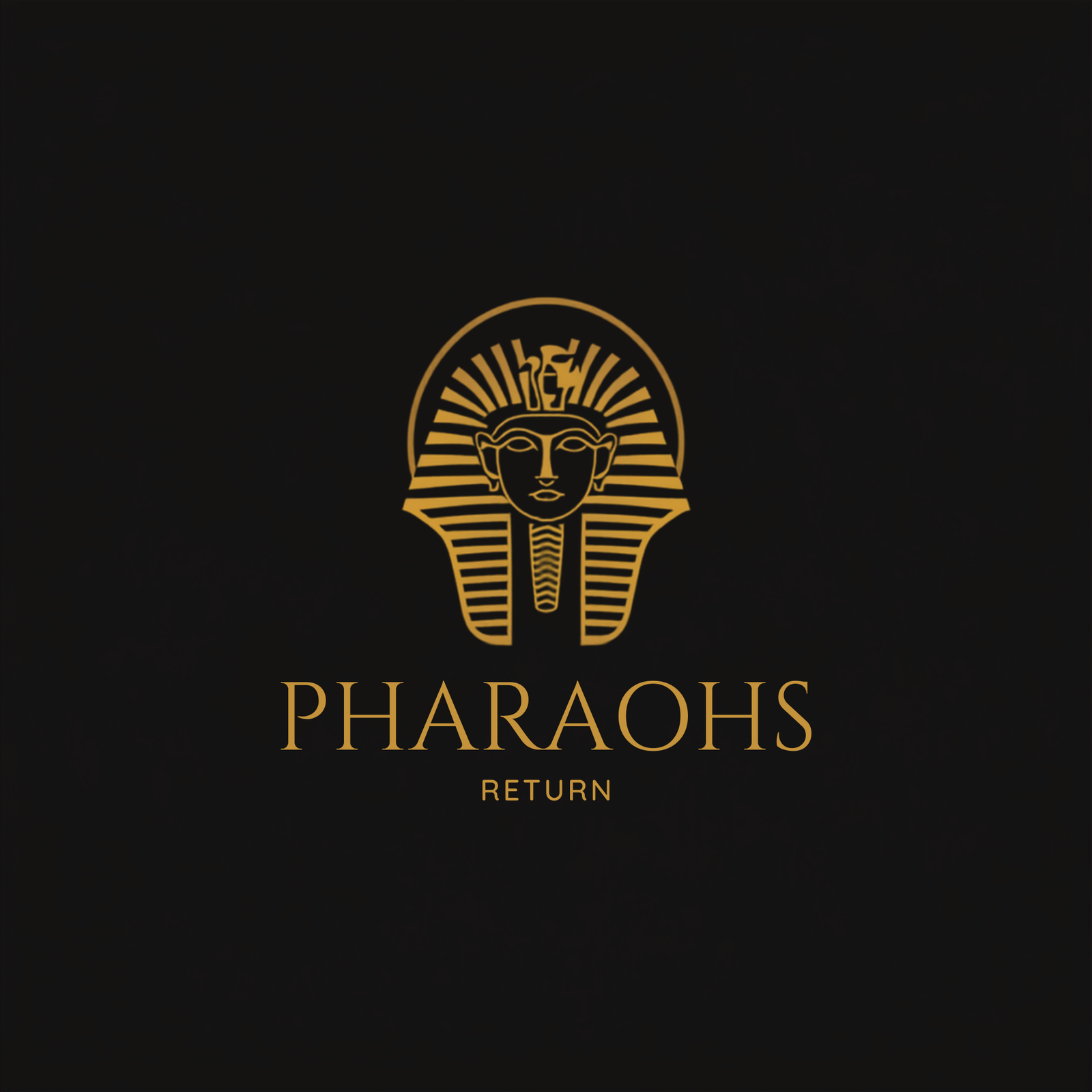 Pharaohs Return logo — golden pharaoh mask icon with the site name in elegant lettering
